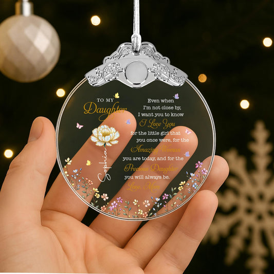 To My Daughter Amazing Woman Precious Daughter Birth Month Flower - Personalized Glass Ornament With Silver Cap - DAU612_GOSICA