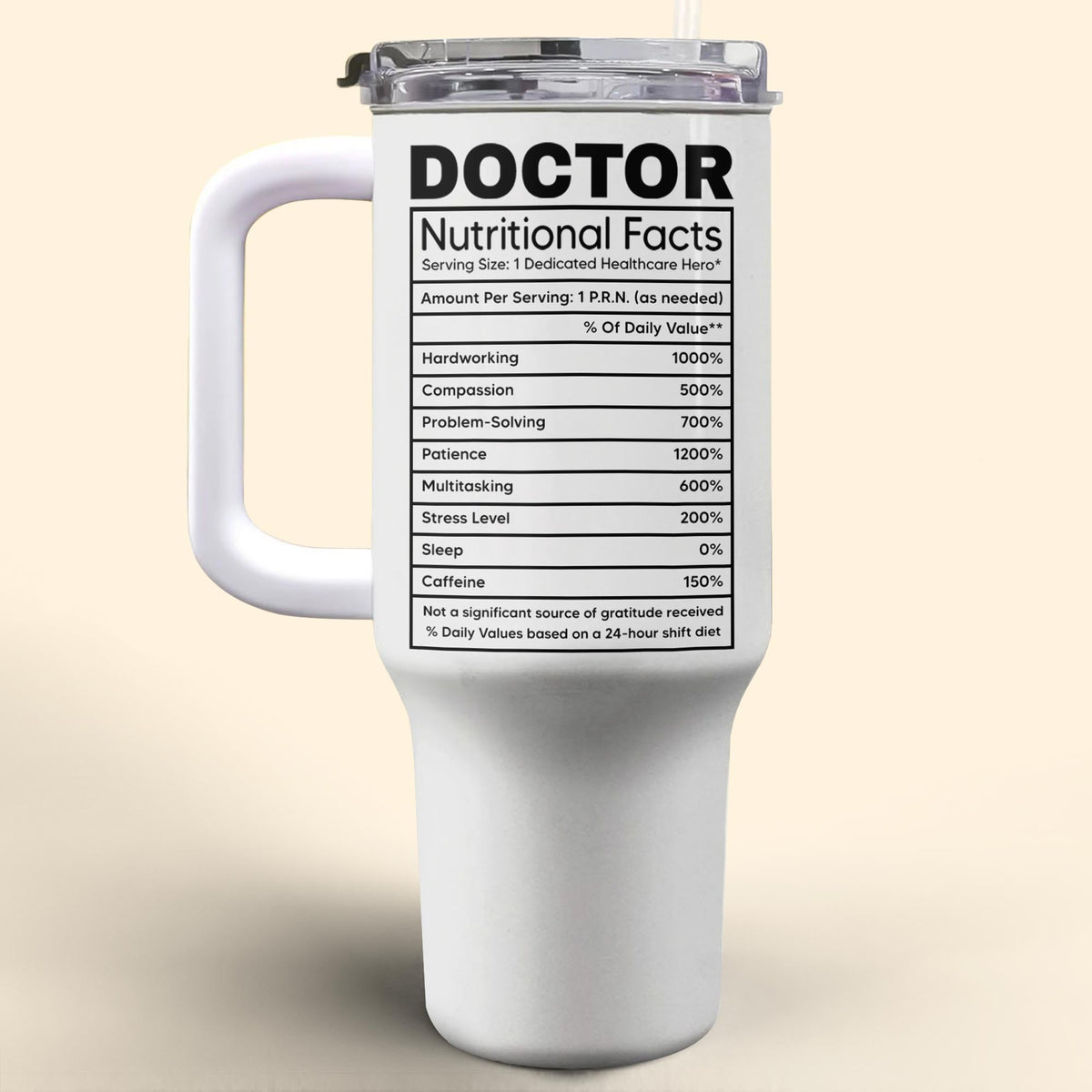 Nutritional Facts For Dedicated Healthcare Heroes - Personalized 40oz Tumbler With Straw - DOC013_TBS