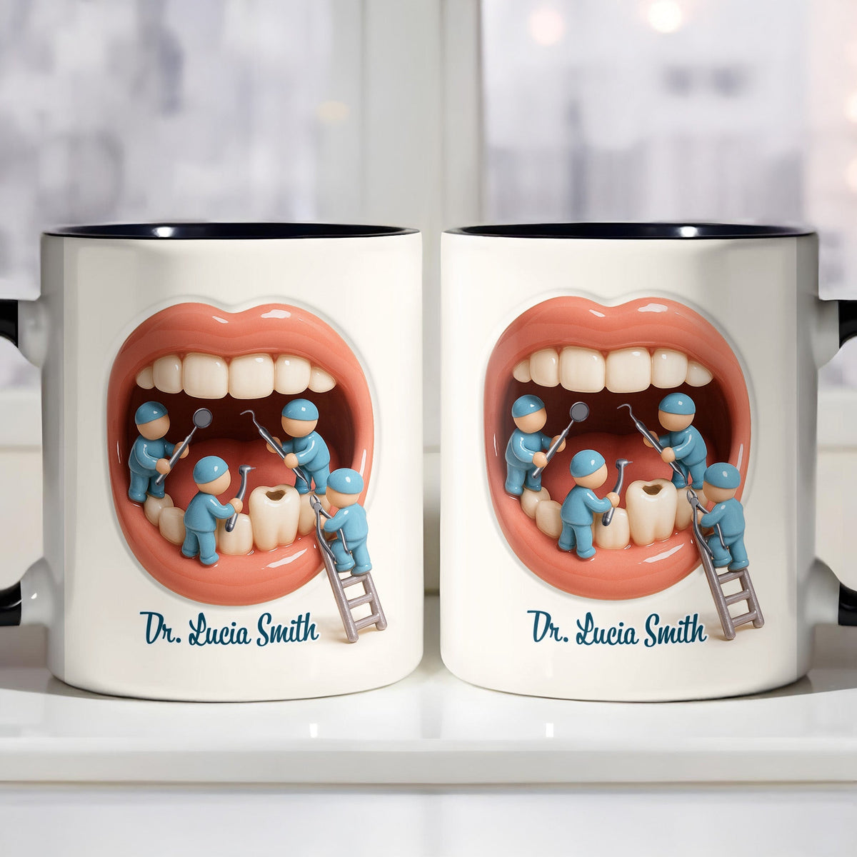 Unique Gift For Dental Professionals And Teeth Enthusiasts - Personalized Custom Accent Mug - DOC069_AMUG