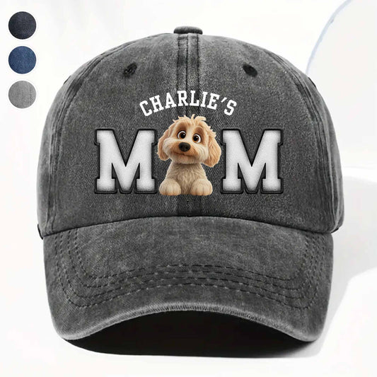 Charlie's Mom Dog Lover Cap - Personalized Custom Washed Denim Cap - DOG024_WDCAP