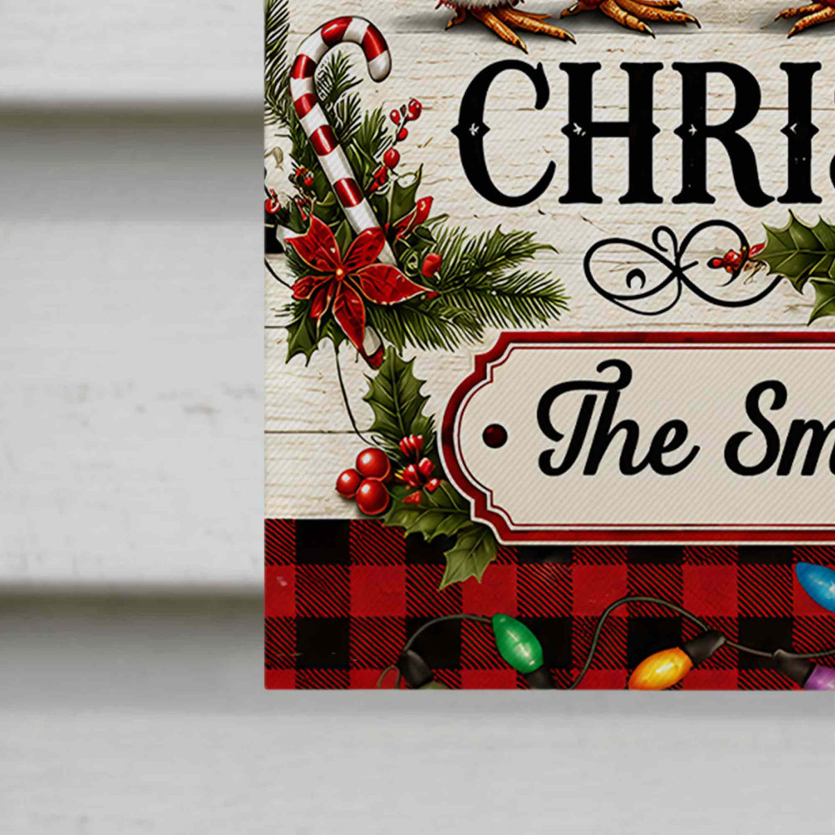 Merry Christmas Our Family With Festive Chickens And Holiday Lights - Personalized Flag - FAM1016_GAF