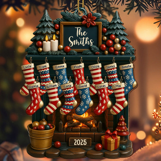 Holiday Gatherings Customized Family Name Wood Ornament - Personalized Custom Wood Ornament, Custom Shaped - FAM465_WDO