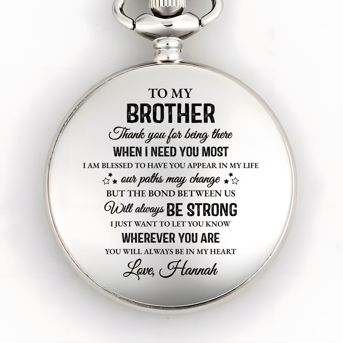 To My Brother, Thank You For Being There - Personalized Silver Plated Pocket Watch - FAM598_SWATCH