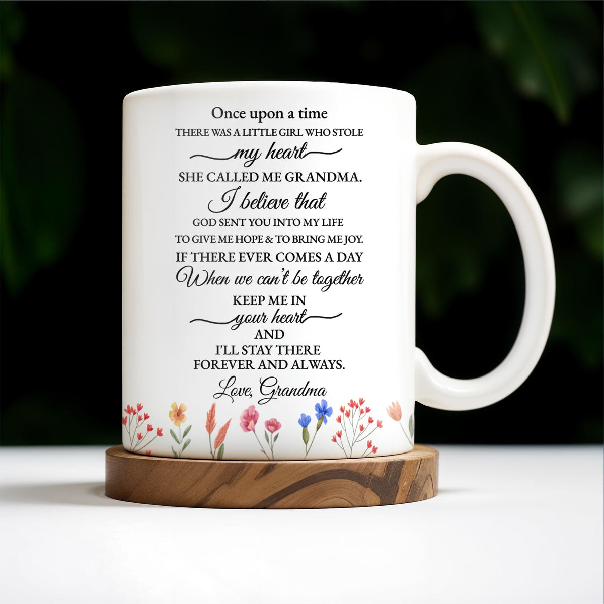 Grandmother Granddaughter Love Message With Pansy Flower Design - Personalized Custom Coffee Mug - GDT108_MG