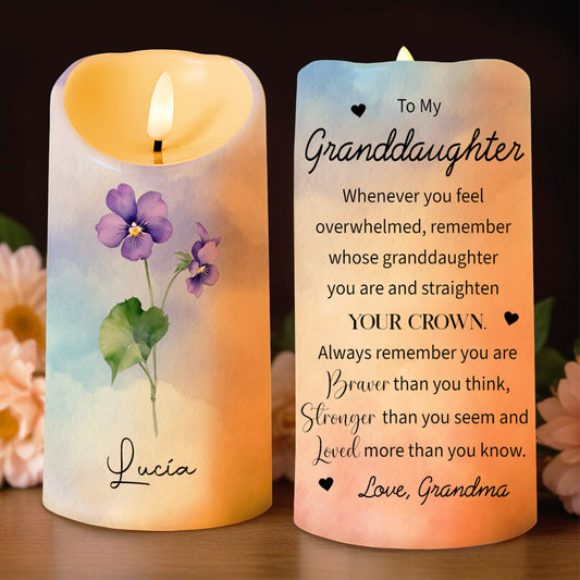 Straighten Your Crown Granddaughter Inspirational Message - Personalized Custom LED Candle - GDT127_LECA
