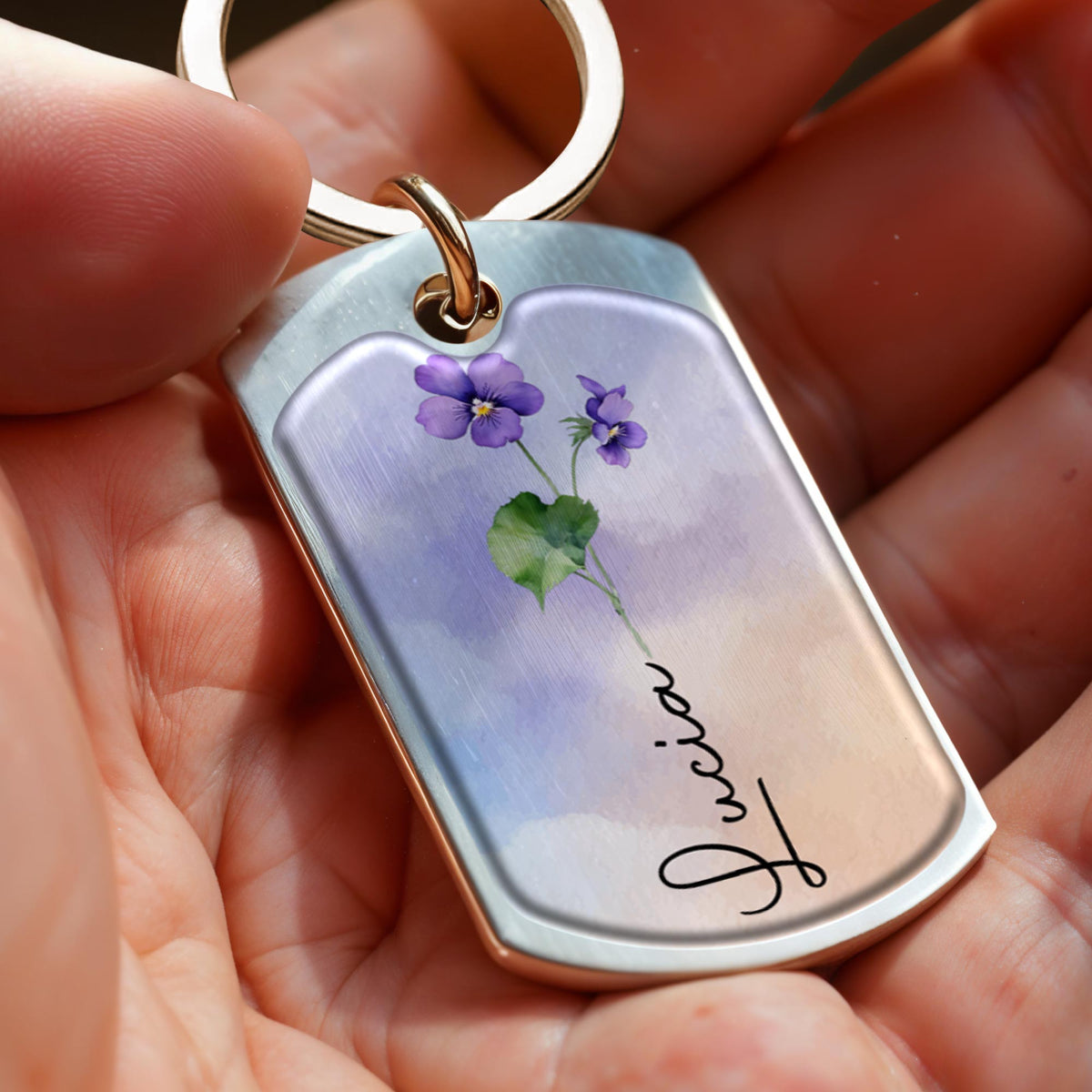 Straighten Your Crown Inspirational Quote With Flowers - Personalized Custom Keychain - GDT217_KCH