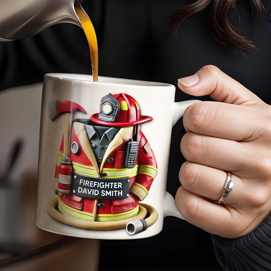 Firefighter, Gear and Helmet - Personalized Custom Coffee Mug - GRAD267_MG