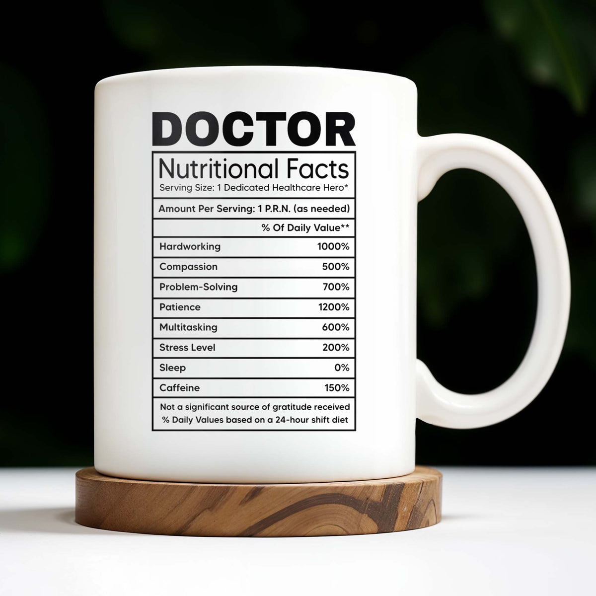 DOCTOR Nutritional Facts, Dedicated Healthcare Hero, Nutritional Label - Personalized Custom Coffee Mug - GRAD279_MG