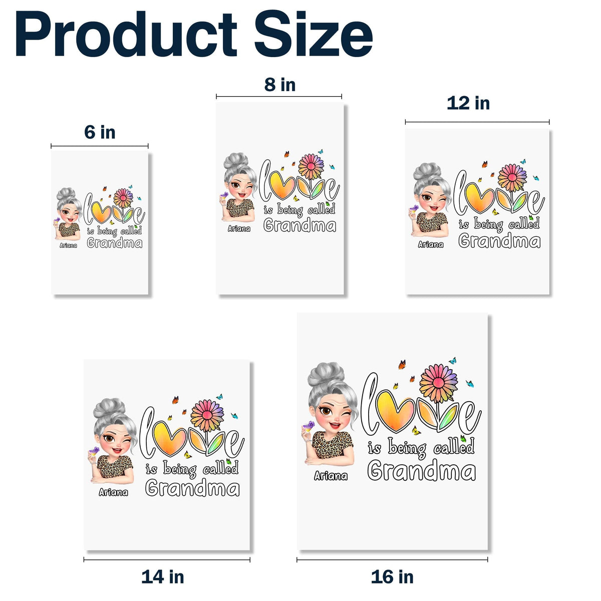 Love Is Being Called Grandma Heart and Flowers Design - Personalized Decor Decal - GRM048_STIK