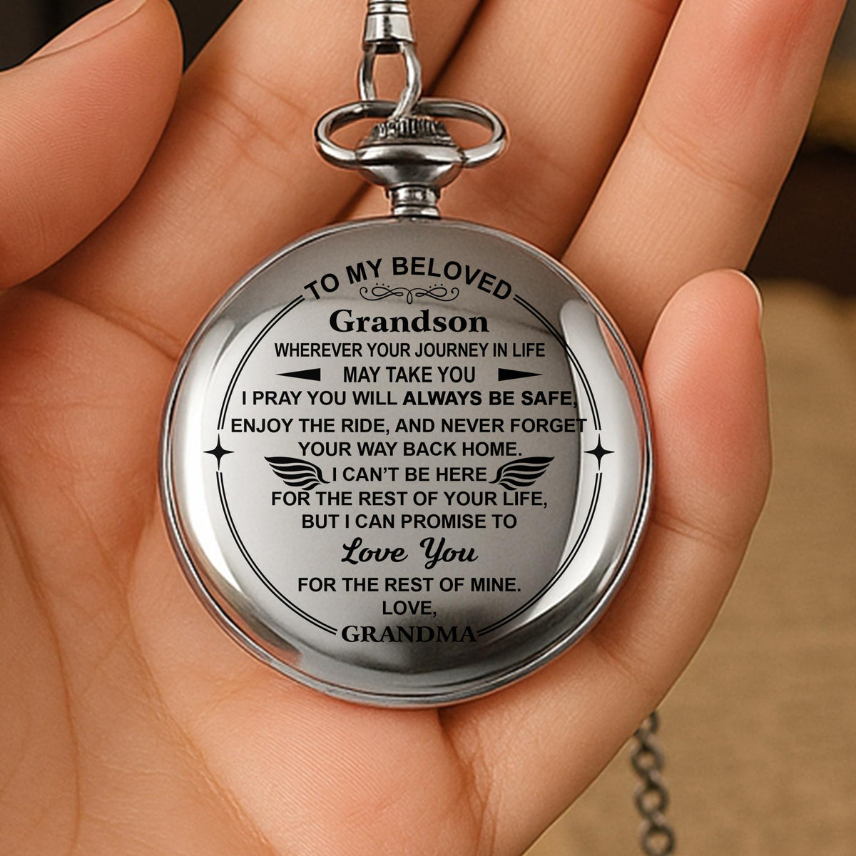 To My Beloved, Love You For The Rest Of Mine - Personalized Silver Plated Pocket Watch - GSN016_SWATCH