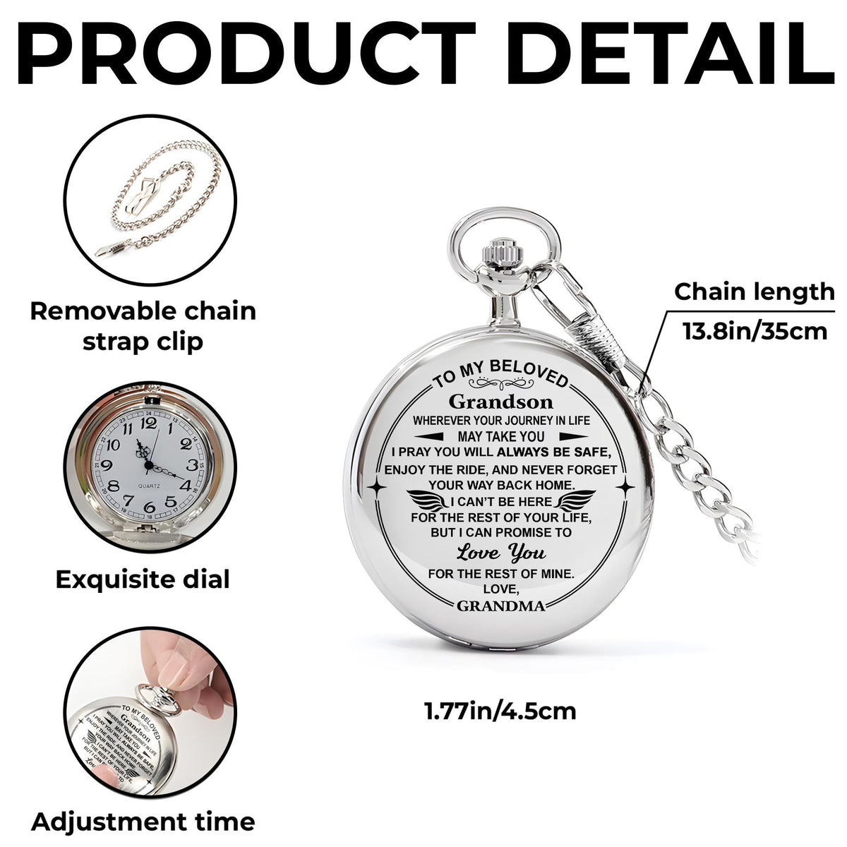 To My Beloved, Love You For The Rest Of Mine - Personalized Silver Plated Pocket Watch - GSN016_SWATCH