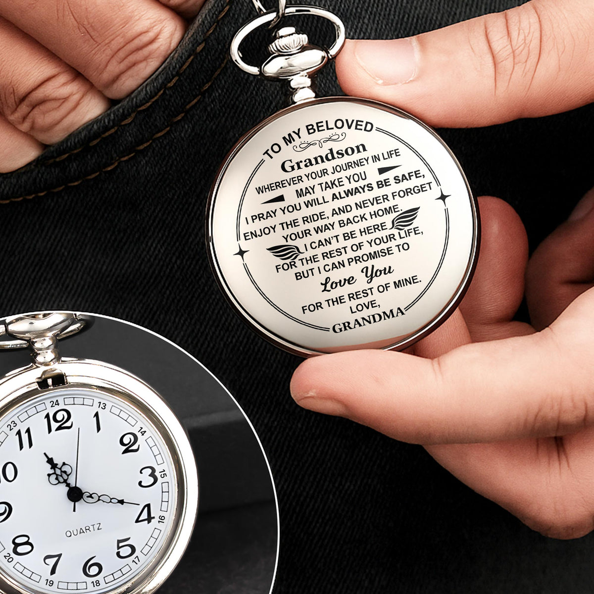 To My Beloved, Love You For The Rest Of Mine - Personalized Silver Plated Pocket Watch - GSN016_SWATCH