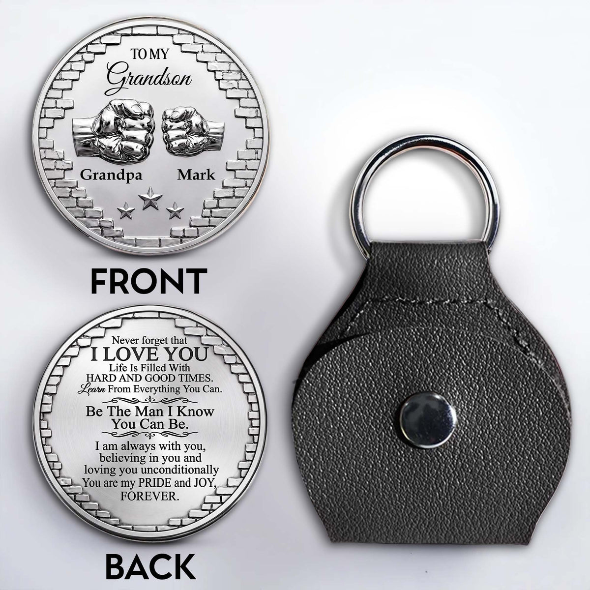 To My Grandson Never Forget That I Love You Fist Bump Pocket Hug - Personalized Custom Pocket Hug - GSN078_HTOK