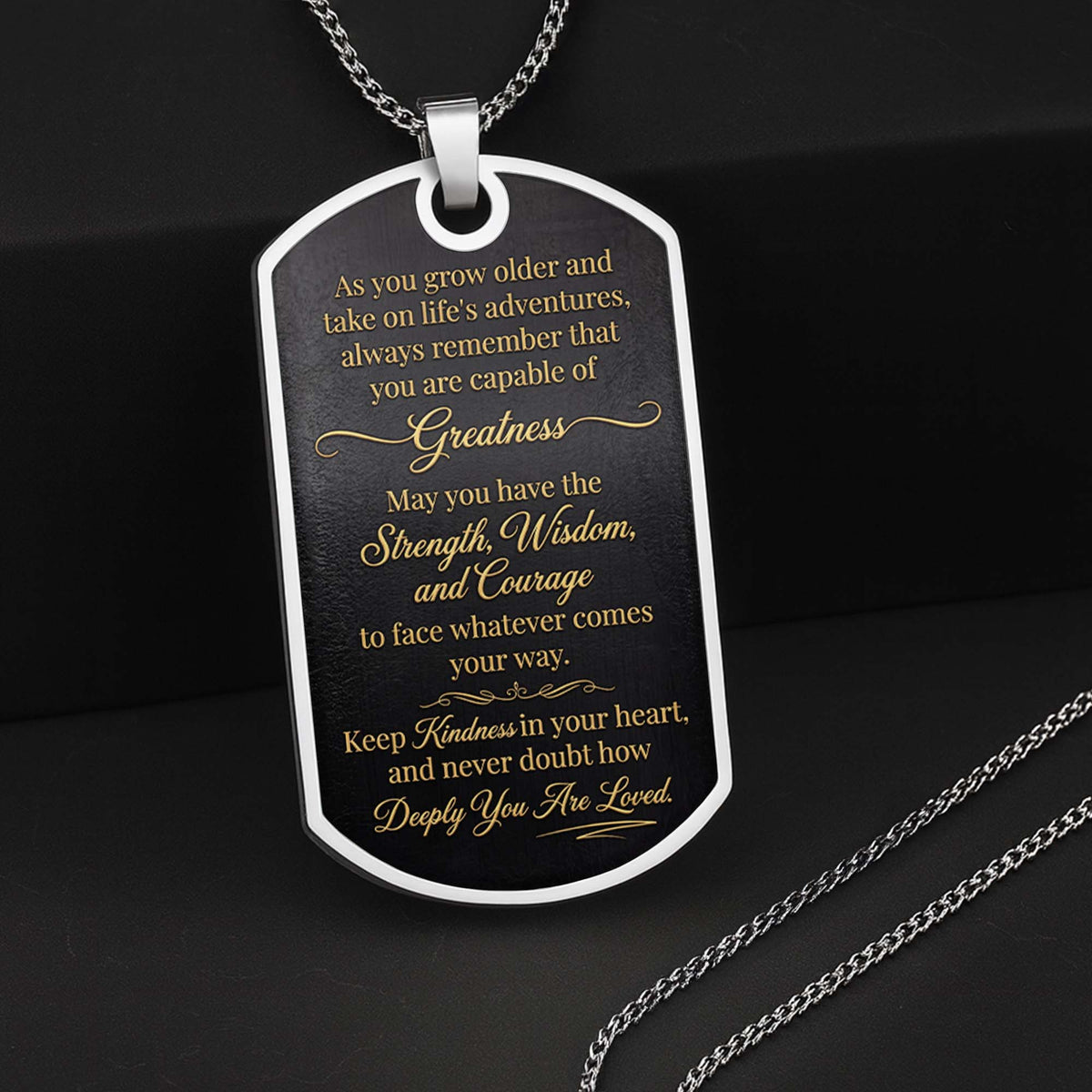 To My Grandson Initial Name Scrollwork Design - Personalized Custom Dog Tag Necklace - GSN091_DTNECK
