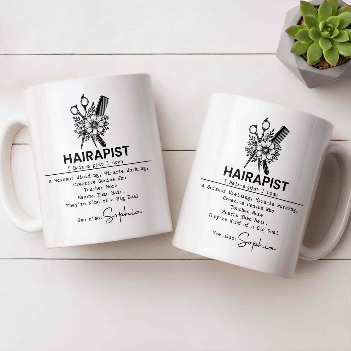 Hairapist Scissor Wielding Miracle Working Creative Genius Flower Scissors Comb - Personalized Custom Coffee Mug - HAIR019_MG