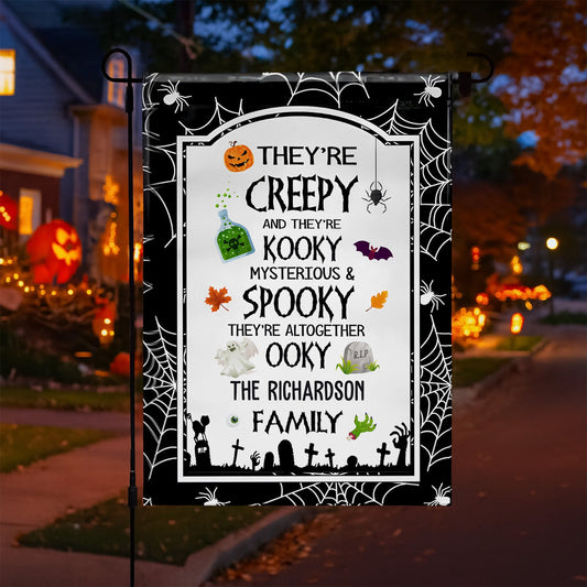 Creepy Kooky Mysterious & Spooky Family Flag - Personalized Flag - HALW027_GAF