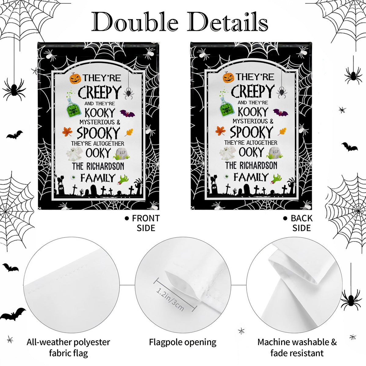 Creepy Kooky Mysterious & Spooky Family Flag - Personalized Flag - HALW027_GAF