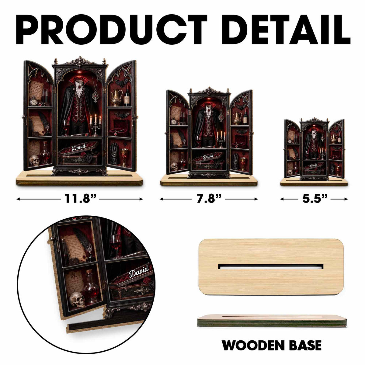 Vampire's Hidden Lair Of The Undead With Gothic Suit And Coffin - Personalized Custom 2-Layer Wood Plaque With Flat Base - HALW113_WPLA