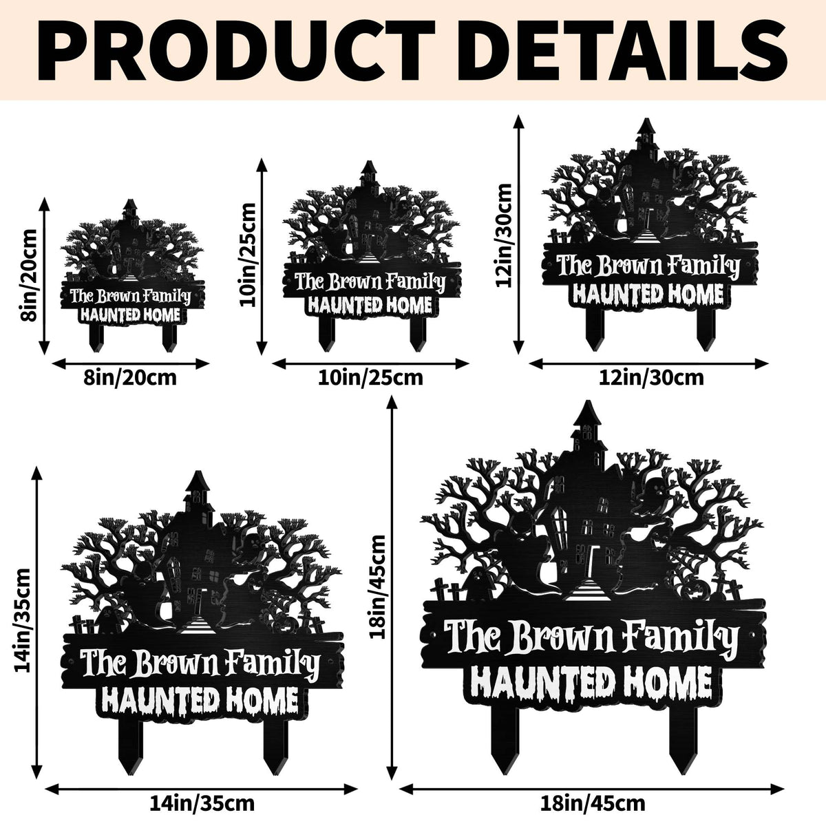 Our Family Haunted Home With Spooky House And Ghosts - Personalized Metal Garden Stake - HALW188_MEGSTA