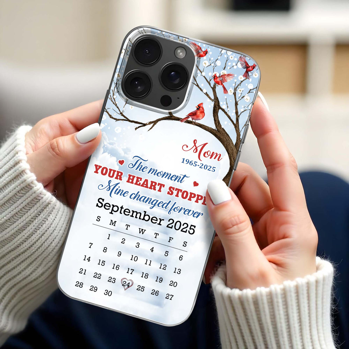 The Moment Your Heart Stopped, Memorial Cardinal Design - Personalized Clear Phone Case - HME341_PHC