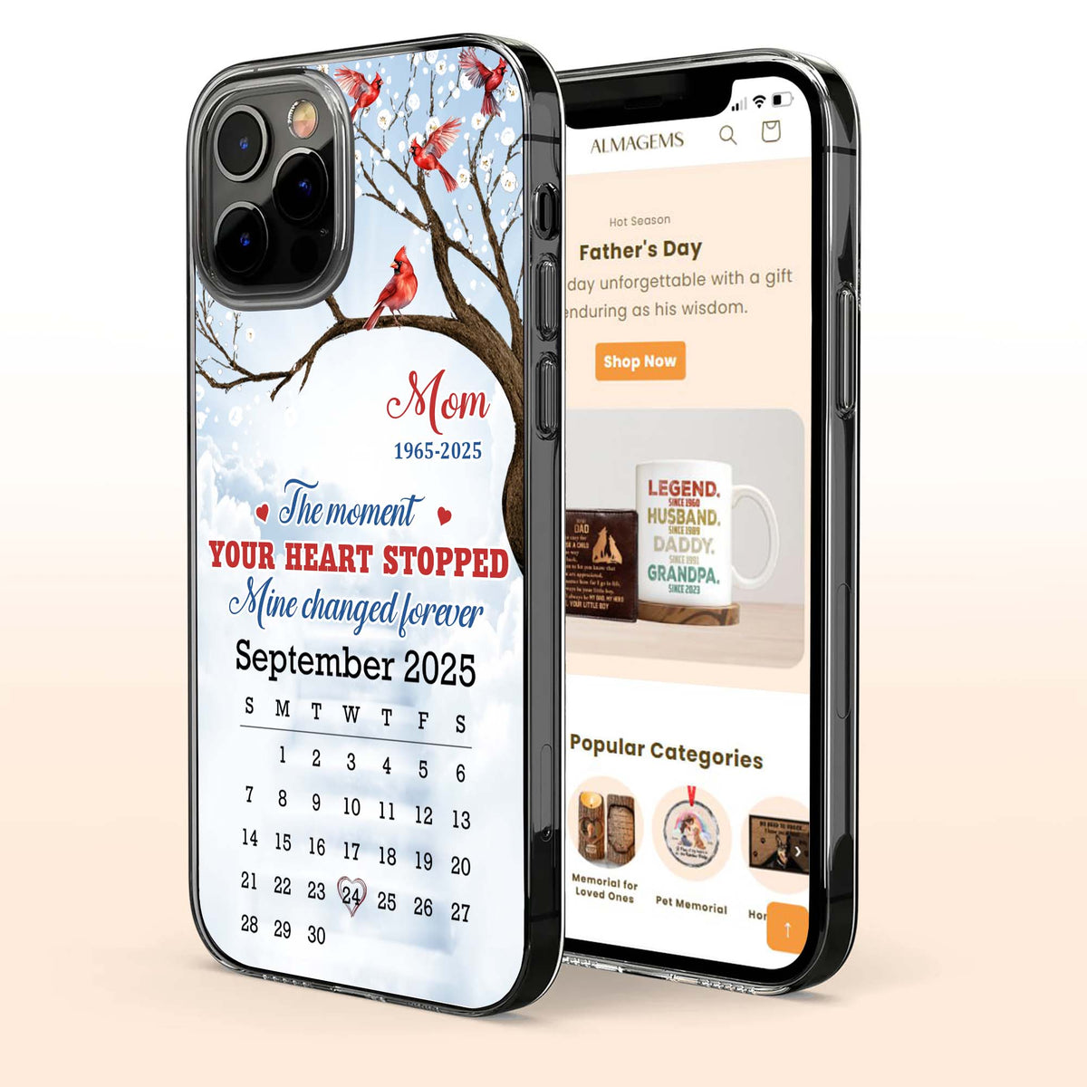 The Moment Your Heart Stopped, Memorial Cardinal Design - Personalized Clear Phone Case - HME341_PHC