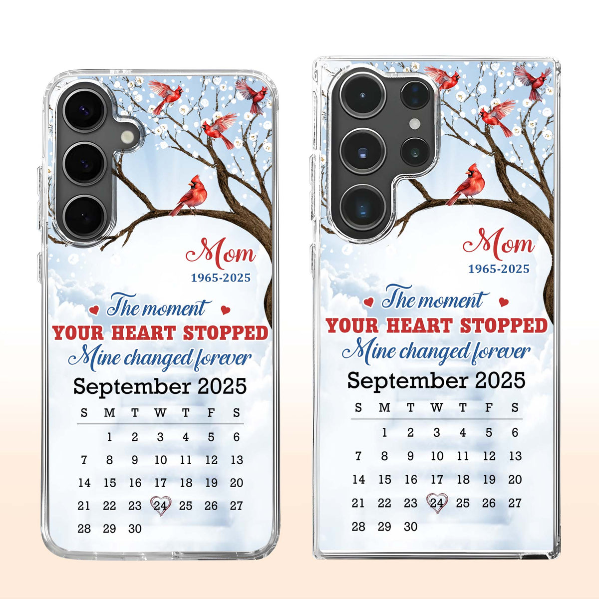 The Moment Your Heart Stopped, Memorial Cardinal Design - Personalized Clear Phone Case - HME341_PHC