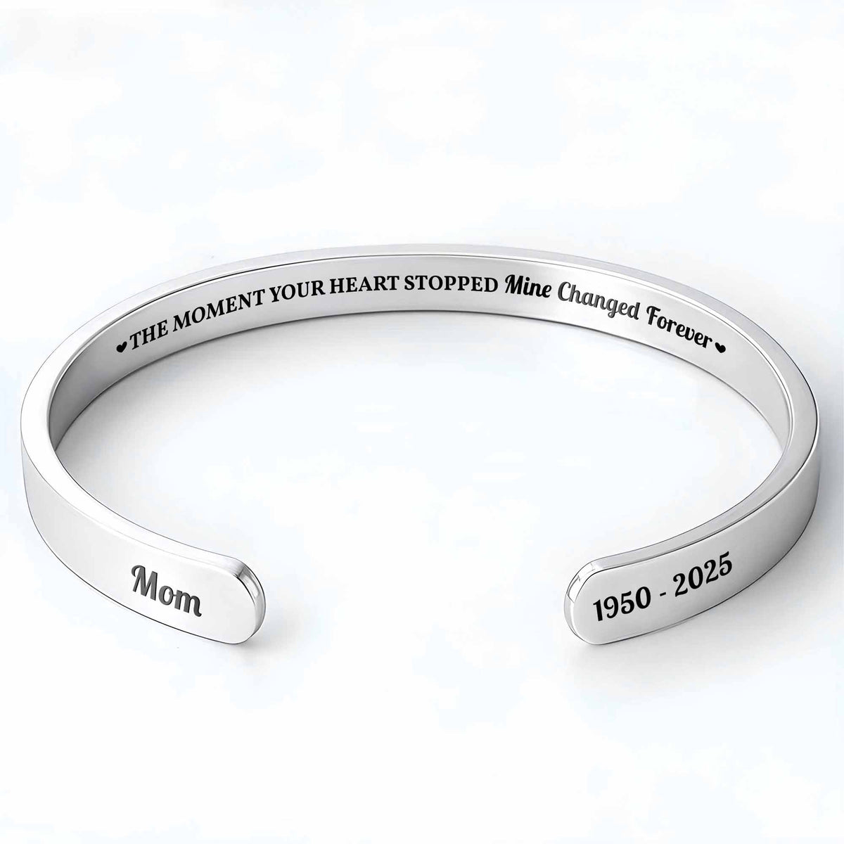 The Moment Your Heart Stopped Mine Changed Forever Bracelet Cuff - Personalized Custom Bracelet Cuff - HME372_BCUF