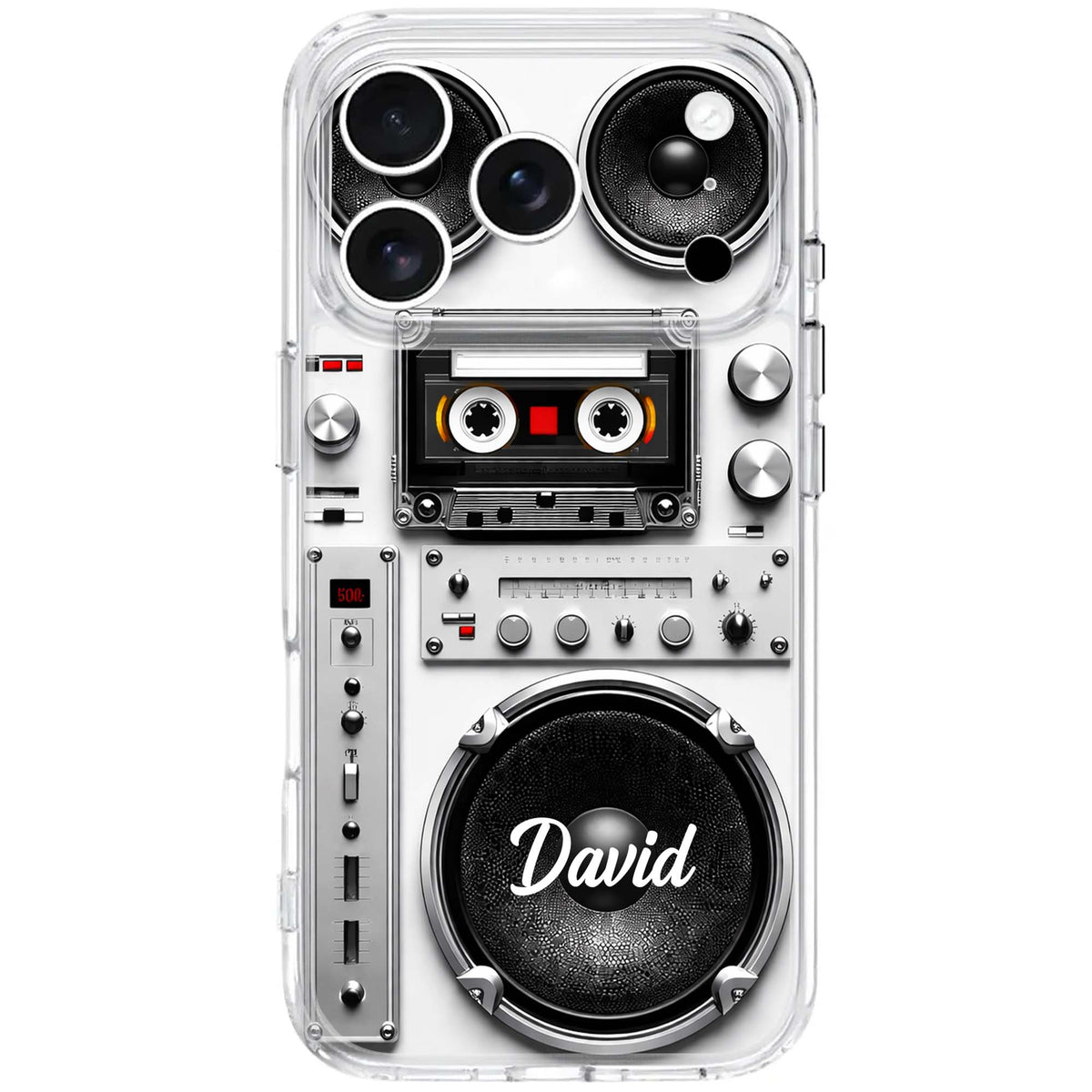 Retro Boombox Vibes For The Ultimate Music Lover Cassette Speaker Design - Personalized Clear Phone Case - HOB155_PHC
