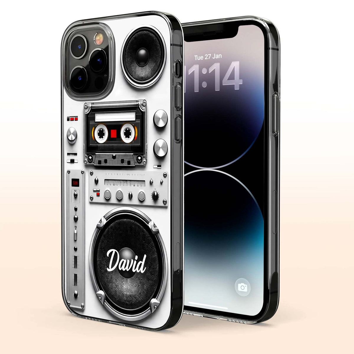 Retro Boombox Vibes For The Ultimate Music Lover Cassette Speaker Design - Personalized Clear Phone Case - HOB155_PHC