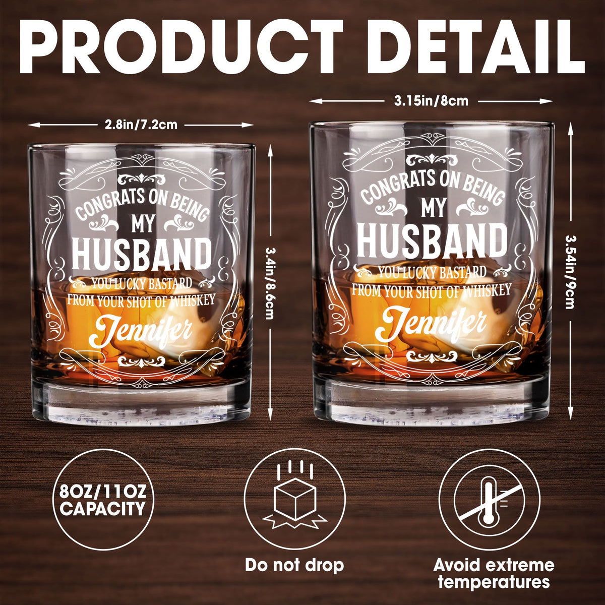 Congrats On Being My Husband, You Lucky (Workaround for offensive term) - Personalized Custom Whiskey Glass - HSB032_RWG