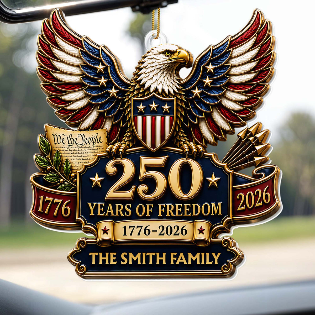 Years Of Freedom We The People Patriot Eagle Family - Personalized Custom Acrylic Ornament, Christmas Gift - INDE663_ACO