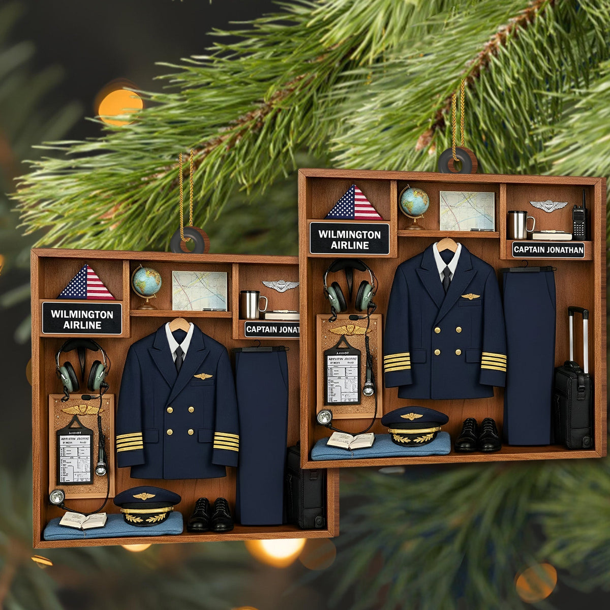 Proud Moment For Our Captain, Airline Uniform And Travel Essentials - Personalized Custom Wood Ornament, Custom Shaped - JBS042_WDO