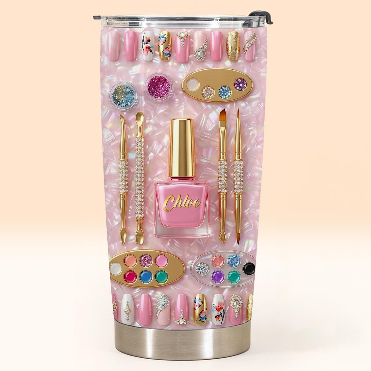 Stay Fabulous With A Touch Of Sparkle Nails And Manicure Tools - Personalized Custom Stainless Steel Tumbler 20oz 30oz - JBS130_TB