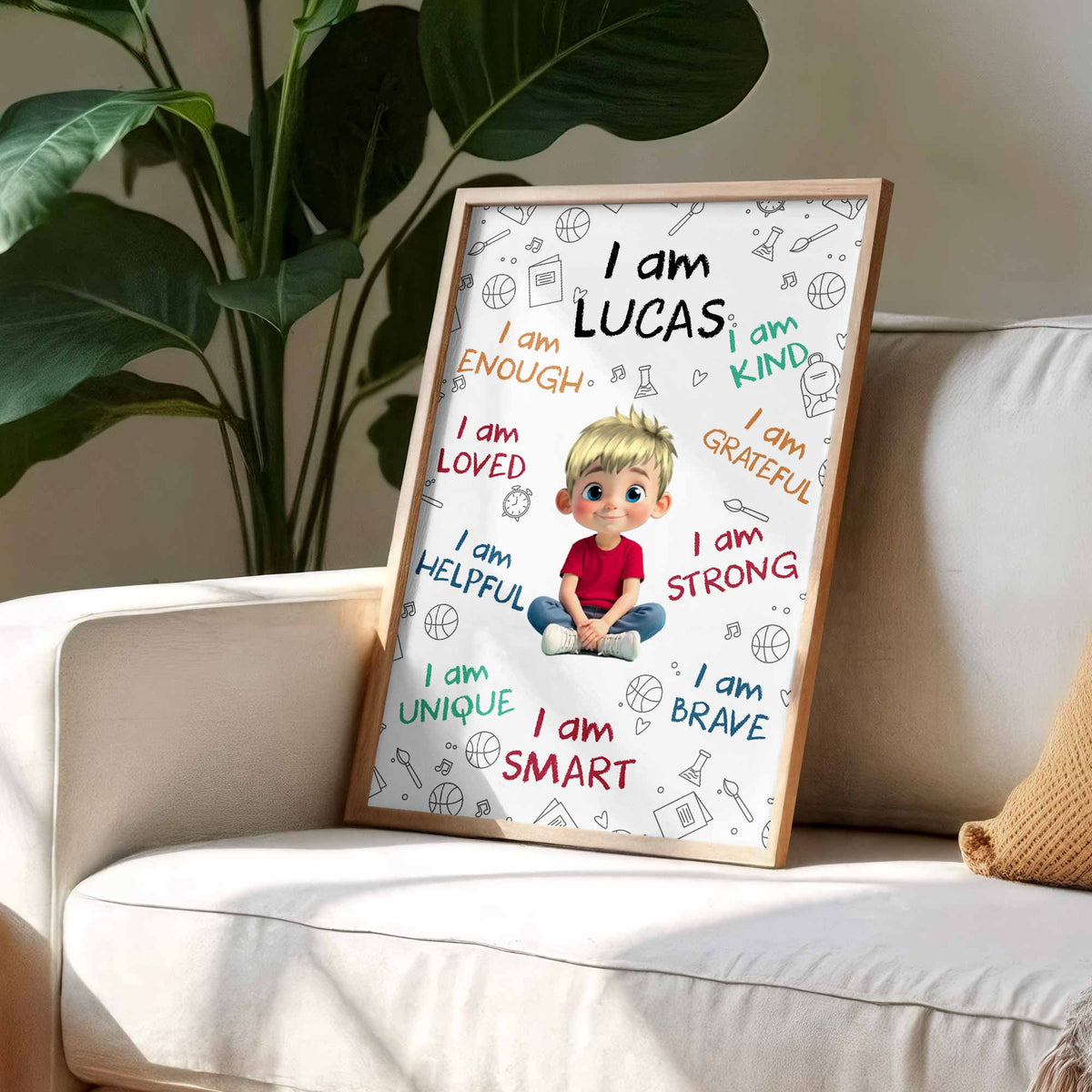 I Am Enough, Loved, Helpful, Unique, Smart - Personalized Custom Vertical Poster - KID243_VPOS