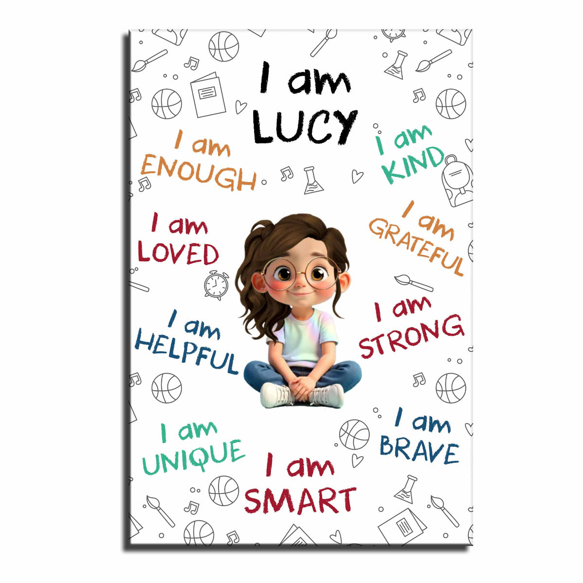 I Am Enough, Loved, Helpful, Unique, Smart - Personalized Custom Vertical Poster - KID243_VPOS