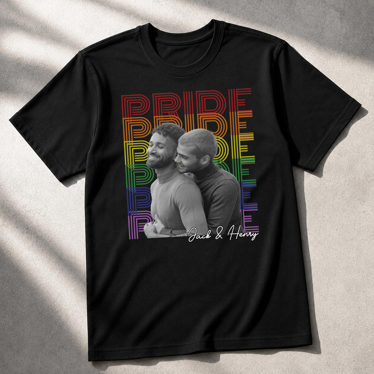 Pride Rainbow Text Custom Photo LGBT Couple - Personalized Custom Unisex T-shirt, Hoodie - LPRIDE009_BBAS