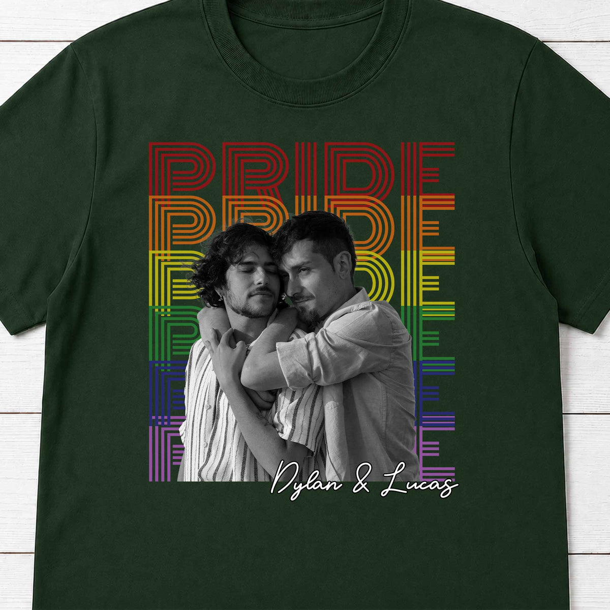Pride Rainbow Text Custom Photo LGBT Couple - Personalized Custom Unisex T-shirt, Hoodie - LPRIDE009_BBAS