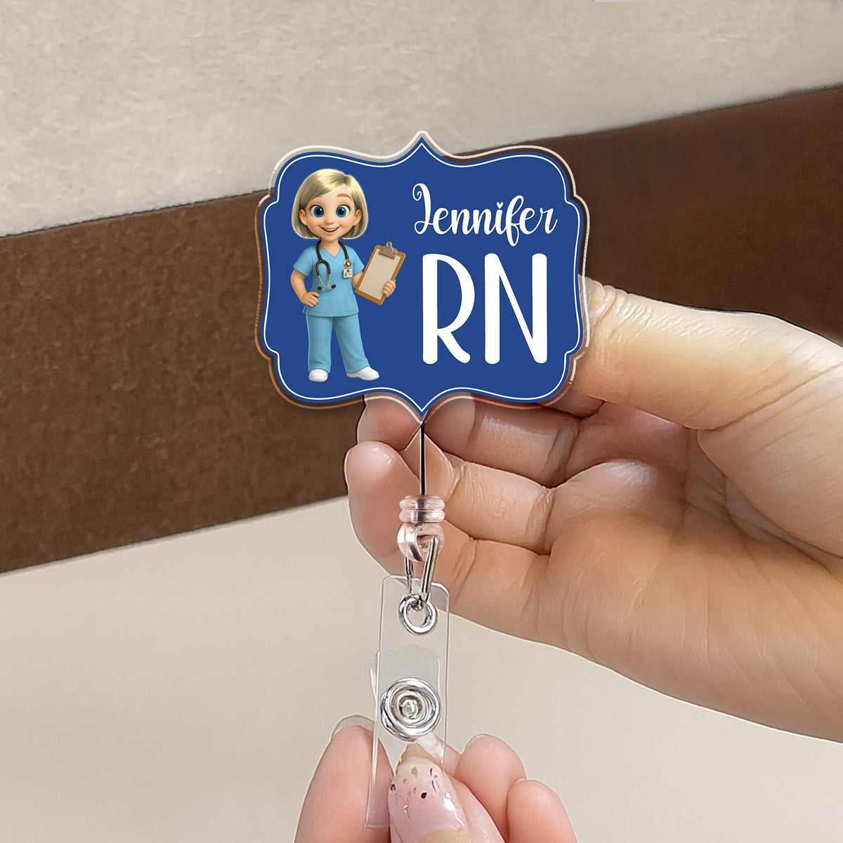 Custom Cheerful Cartoon Nurse Badge Reel - Custom Acrylic Badge Reel - NUR014_AREEL