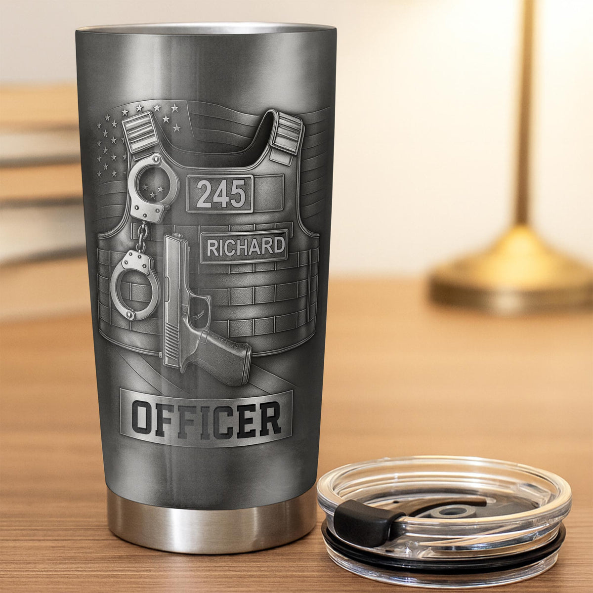 Honor Your Dedication, Police Badge Handcuffs Gun - Personalized Custom Stainless Steel Tumbler 20oz 30oz - OFC025_TB