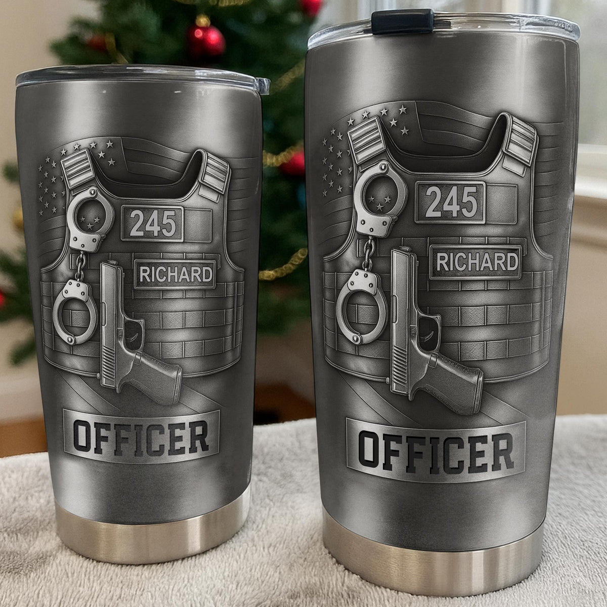 Honor Your Dedication, Police Badge Handcuffs Gun - Personalized Custom Stainless Steel Tumbler 20oz 30oz - OFC025_TB