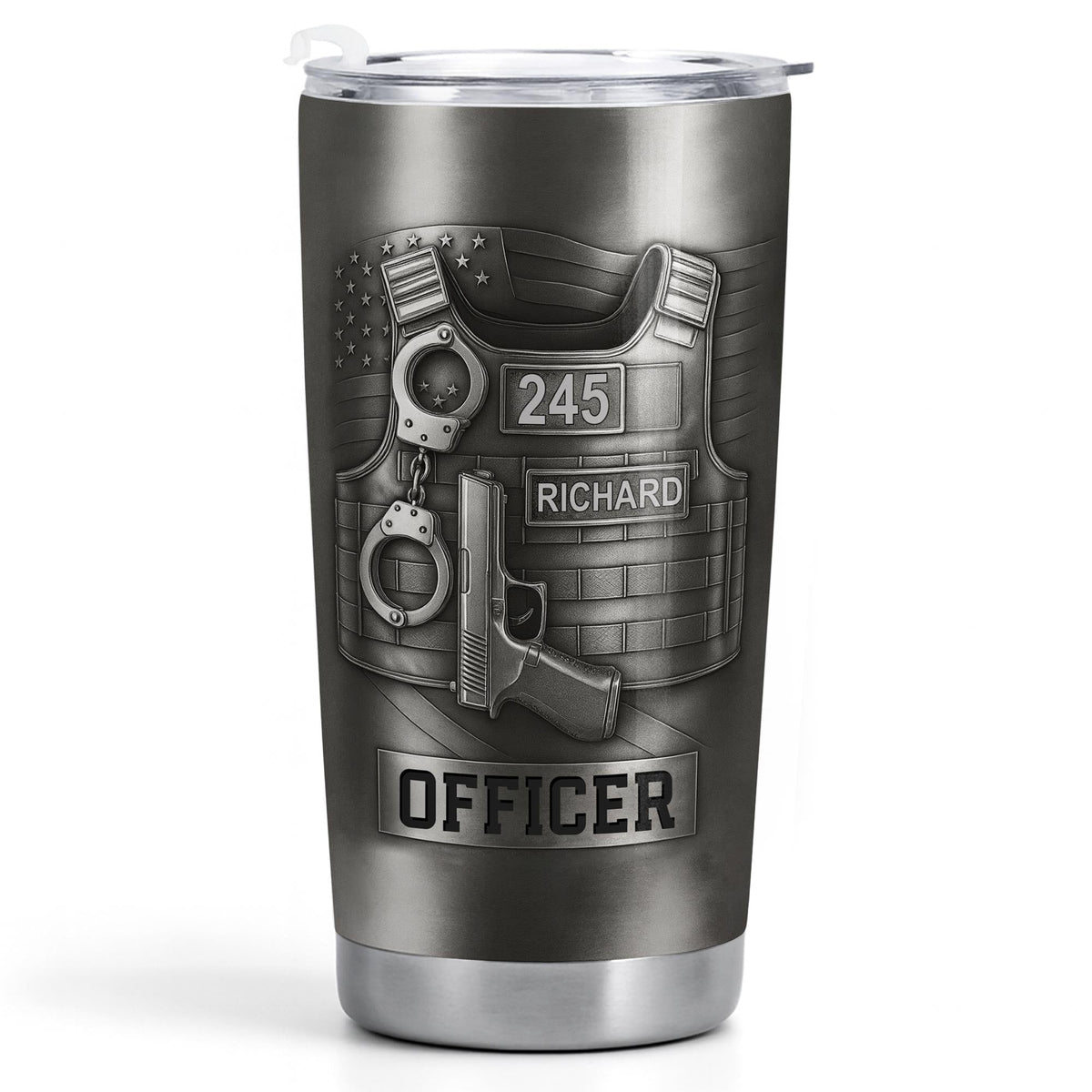 Honor Your Dedication, Police Badge Handcuffs Gun - Personalized Custom Stainless Steel Tumbler 20oz 30oz - OFC025_TB