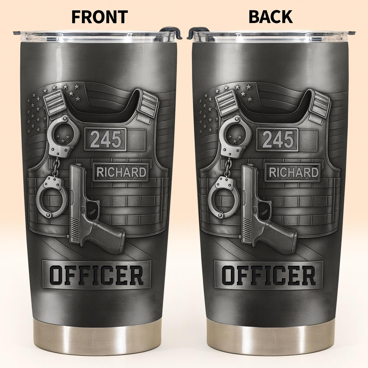 Honor Your Dedication, Police Badge Handcuffs Gun - Personalized Custom Stainless Steel Tumbler 20oz 30oz - OFC025_TB