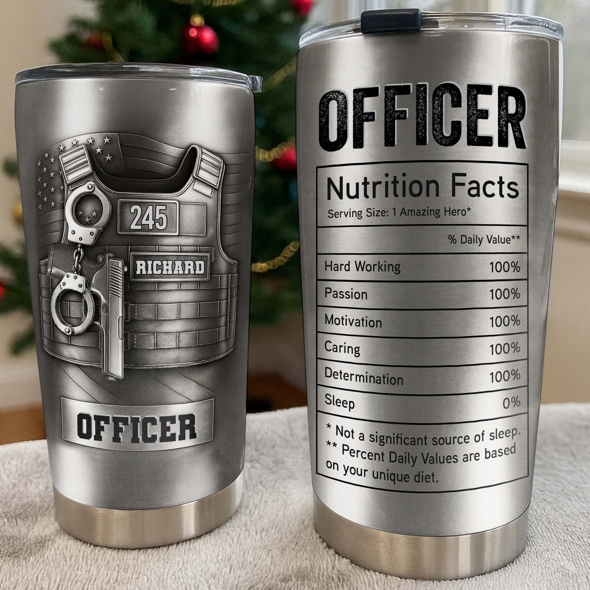 Celebrating Our Courageous Officers, Police Badge, Handcuffs, Gun - Personalized Custom Stainless Steel Tumbler 20oz 30oz - OFC037_TB