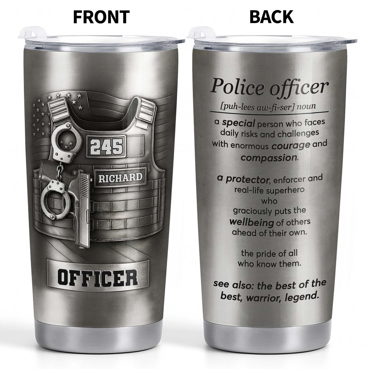 Police Officer, A Protector And Real-Life Superhero - Personalized Custom Stainless Steel Tumbler 20oz 30oz - OFC050_TB