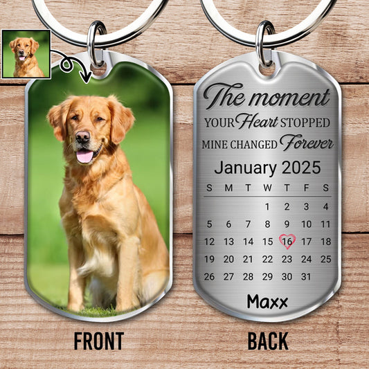 The Moment Your Heart Stopped Mine Changed Forever, Dog - Personalized Custom Keychain - PME024_KCH