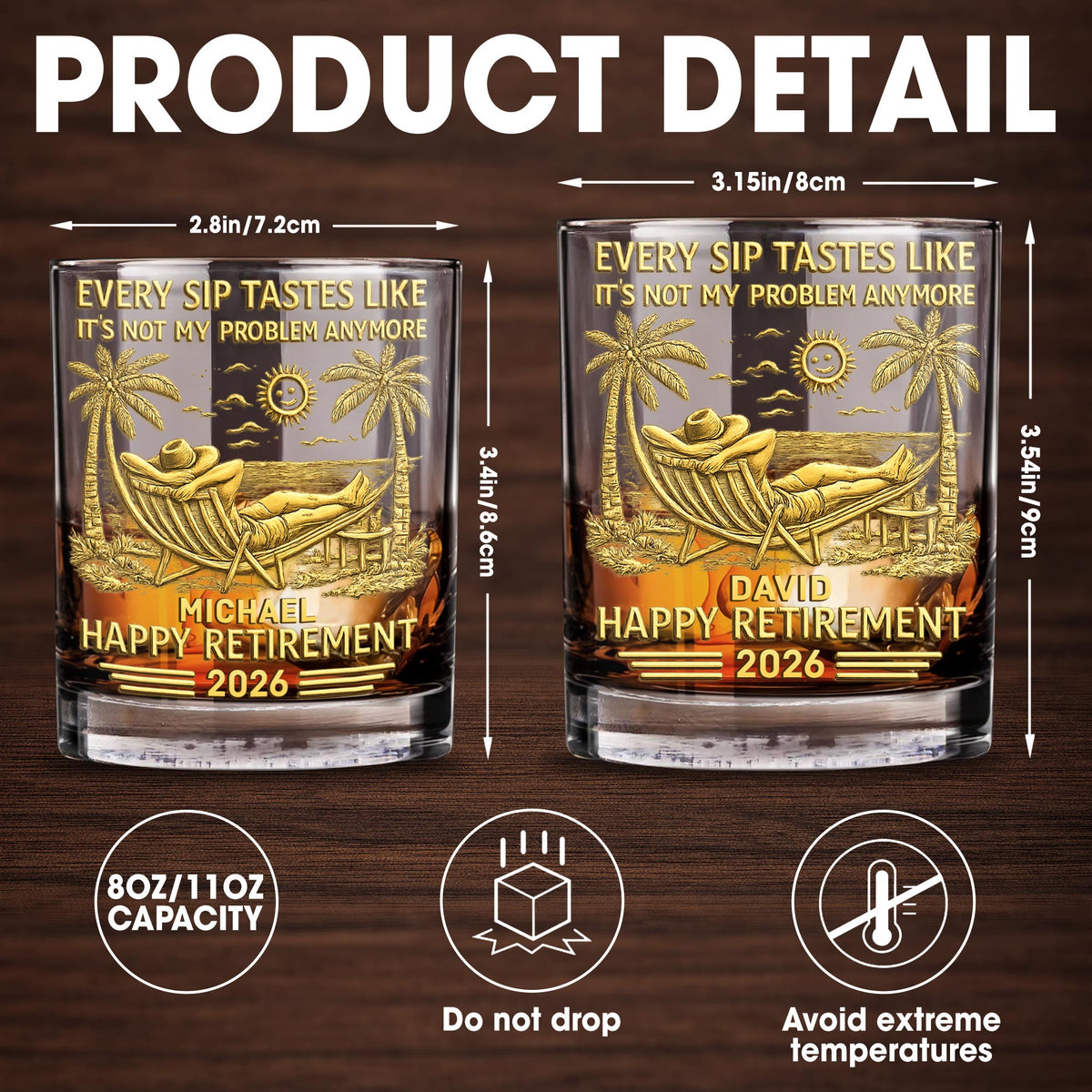 Every Sip Tastes Like It's Not My Problem - Personalized Custom Whiskey Glass - RETIRE026_RWG