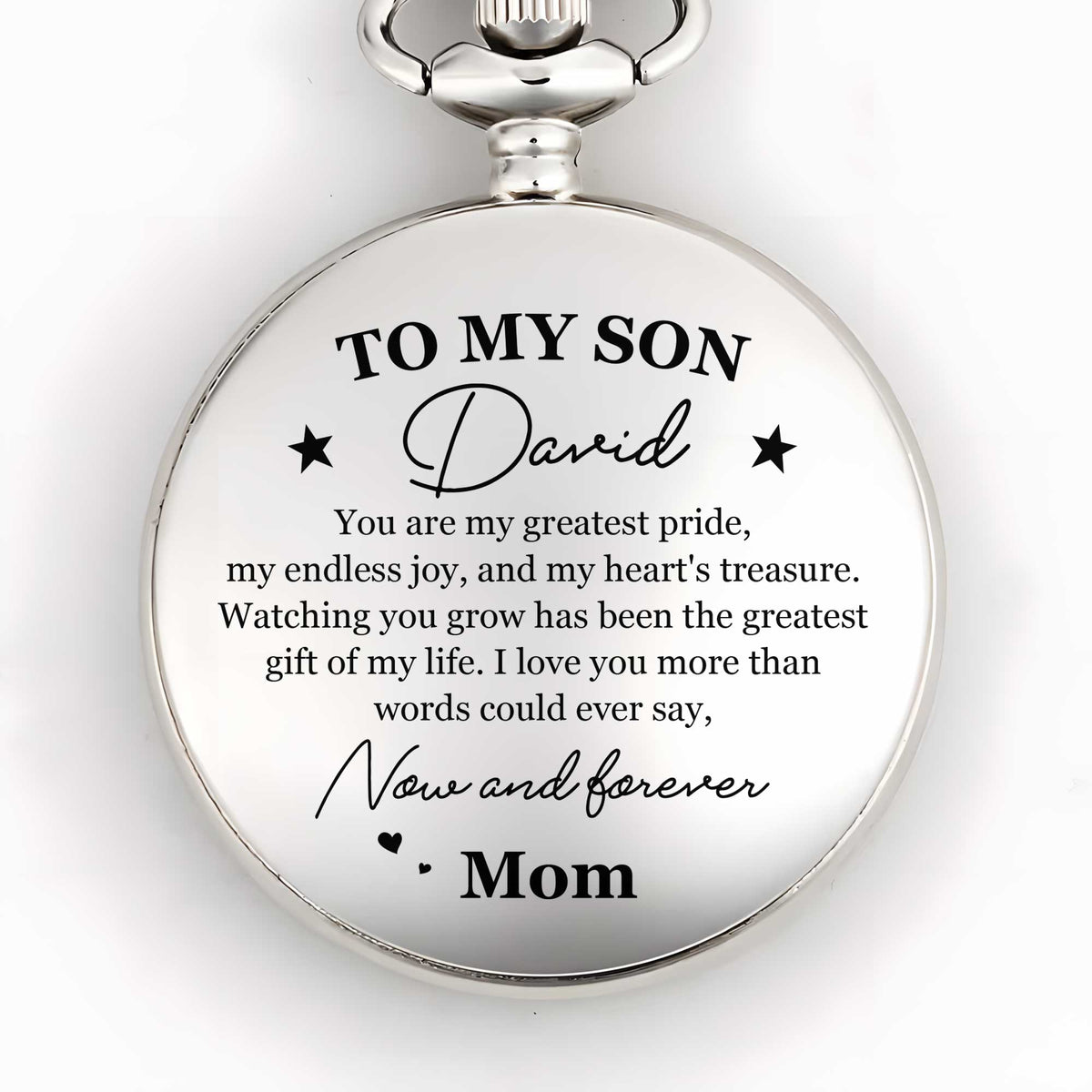 To My Son, Now And Forever, Stars - Personalized Silver Plated Pocket Watch - SON014_SWATCH