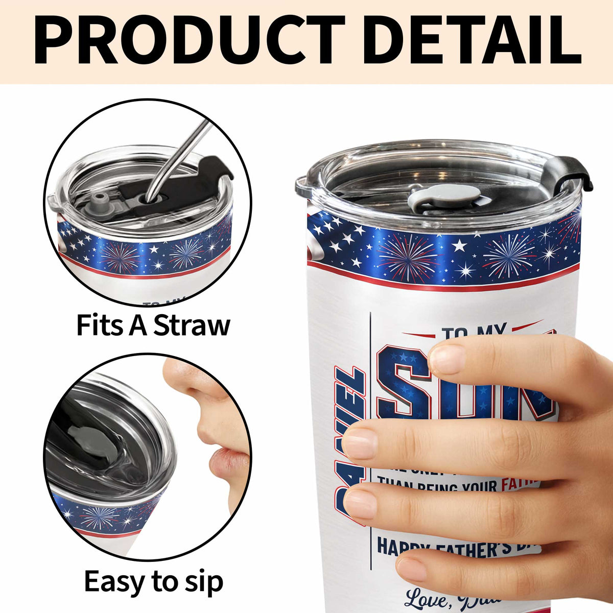 To My Son Better Than Being A Father Watching You Be A Dad Flag Fireworks - Personalized Custom Stainless Steel Tumbler 20oz - SON178_USTUM