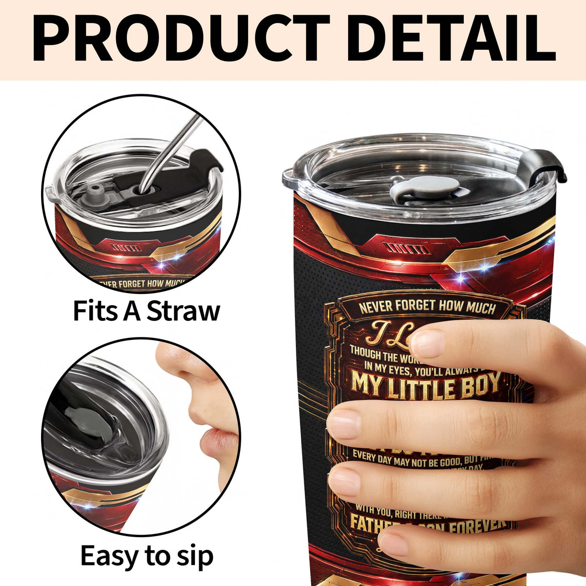 To My Son Never Forget How Much I Love You Robot Fist Bump - Personalized Custom Stainless Steel Tumbler 20oz - SON279_USTUM