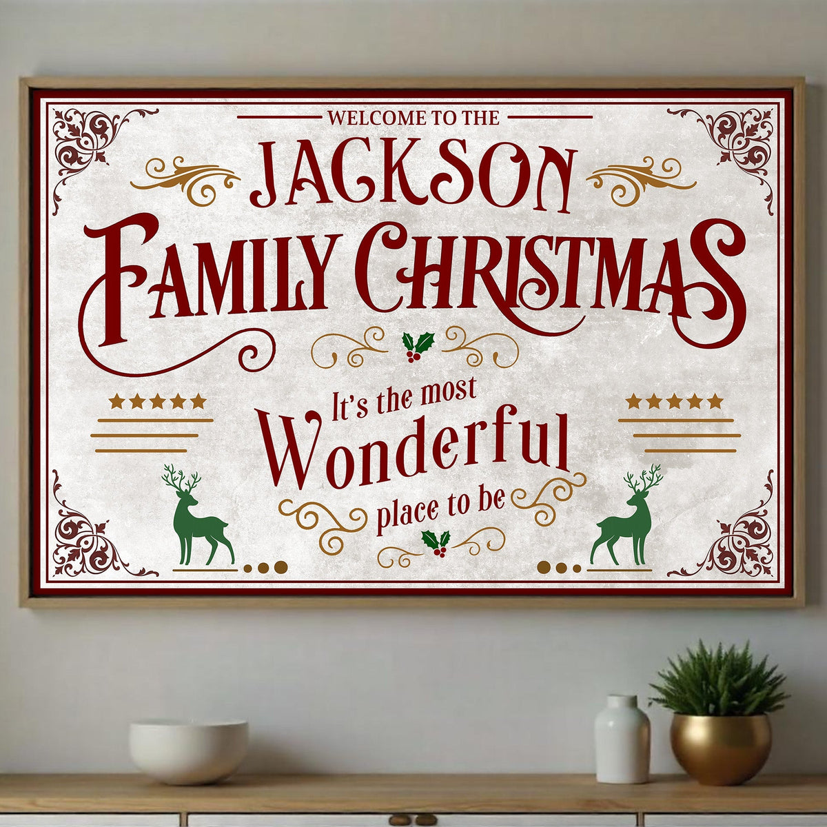 Welcome To The Family Christmas, Wonderful Place To Be - Personalized Custom Horizontal Poster - XMAS010_HPOS